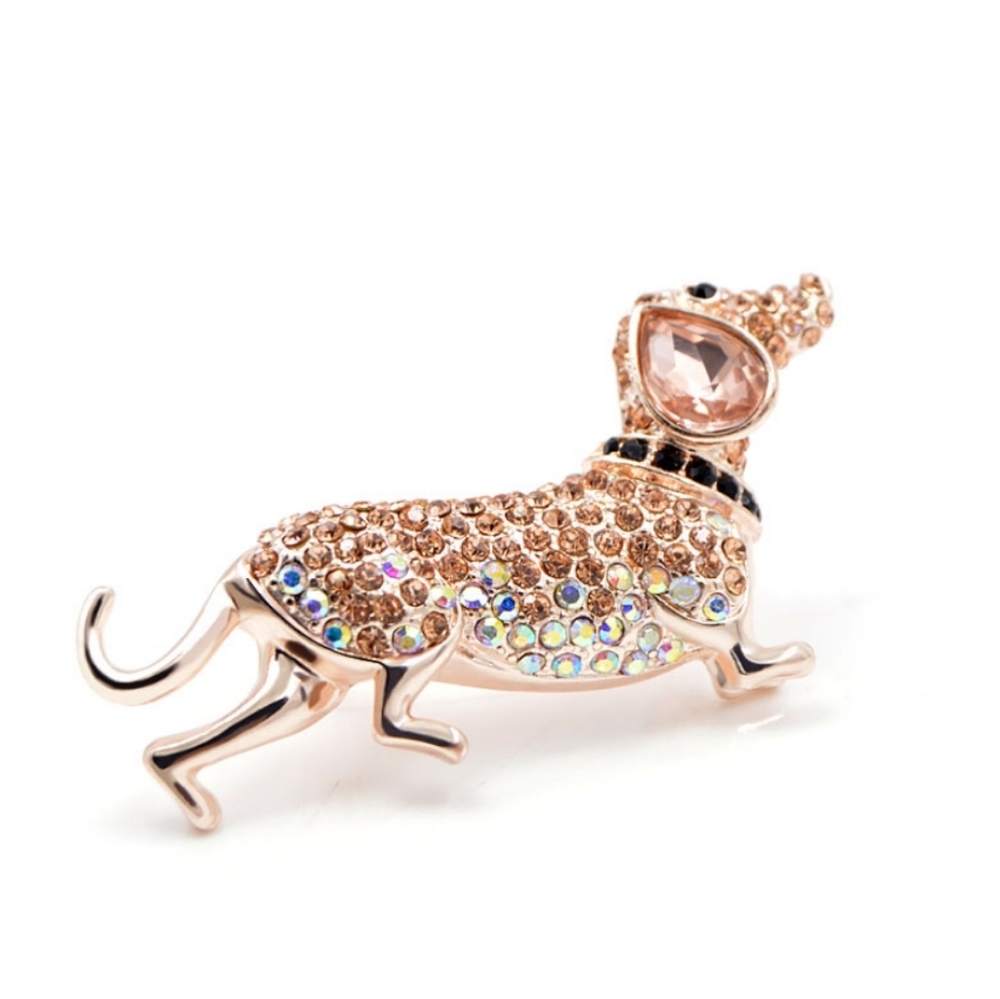 Dachshund Jeweled Brooch